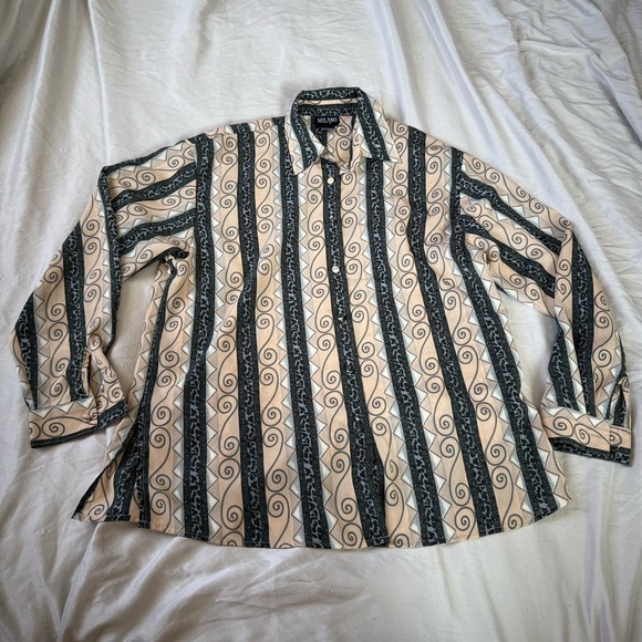 Vintage Milano Striped Button Down Shirt Women’s Large Flowy Lightweight Blouse - Picture 1 of 4